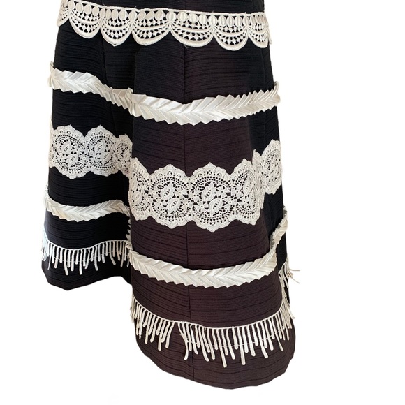 Vintage 80s Strapless Victor Costa Saks Fifth Ave Cocktai Dress Ribbon Eyelet - Picture 9 of 17